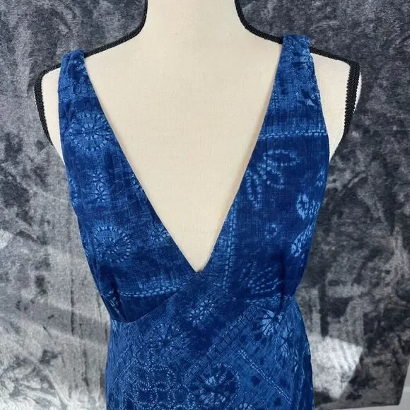 Polo Ralph Lauren Asymmetrical Sleeveless Blue Patchwork Dress Lined Women's 12 - Picture 2 of 14
